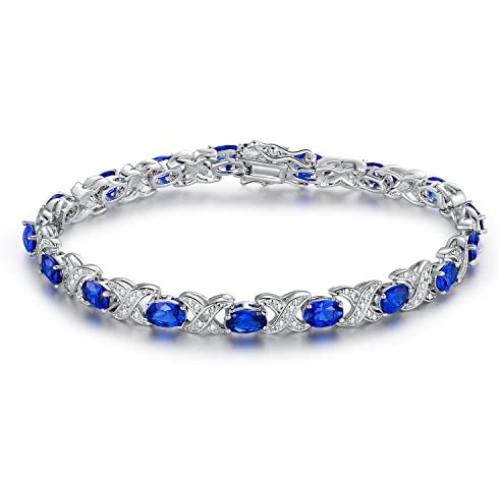 Barzel Gold, White Gold Plated or Rose Gold Plated Created-Gemstones Tennis Bracelet