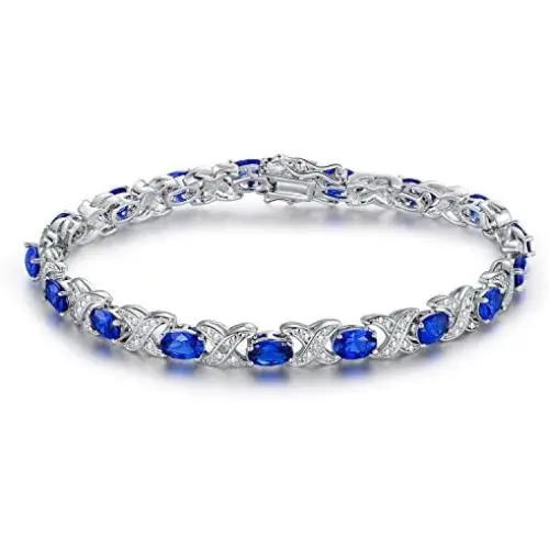 Barzel Gold, White Gold Plated or Rose Gold Plated Created-Gemstones Tennis Bracelet Barzel Gold, White Gold Plated or Rose Gold Plated Created-Gemstones Tennis Bracelet