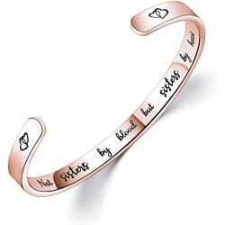Haoze Sister Bracelet Personalized Birthday Jewelry BFF Engraved Mantra Cuff Bangle Motivational Bracelets