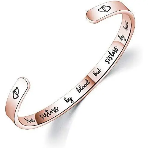 Haoze Sister Bracelet Personalized Birthday Jewelry BFF Engraved Mantra Cuff Bangle Motivational Bracelets Haoze Sister Bracelet Personalized Birthday Jewelry BFF Engraved Mantra Cuff Bangle Motivational Bracelets
