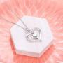 Women Lab Opal Heart Necklace 925 Sterling Silver Jewelry Engraved Love You Forever/Love You with All My Heart Cubic Zirconia Pendant 18 Inches