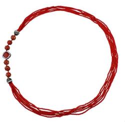 Bocar Long Multiple Row Handmade Beaded Resin Statement 36'' Necklace for Women (NK-10558)
