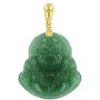 Happy Laughing Buddha Dark Green Jade Pendant Necklace Rope Chain Genuine Certified Grade A Jadeite Jade Hand Crafted, Religious Green Jade Necklace, 14k Gold Finish Laughing Buddha Jade Green Necklace, Green Jade Medallion, Mens Jewelry, Buddha Chain, Ja