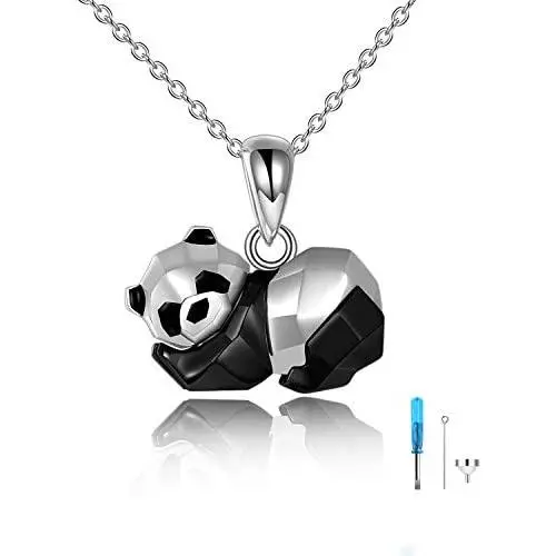 Panda Urn Necklace for Ashes 925 Sterling Silver Origami Panda Pendant Cremation Keepsake Necklace for Women Jewelry Panda Urn Necklace for Ashes 925 Sterling Silver Origami Panda Pendant Cremation Keepsake Necklace for Women Jewelry