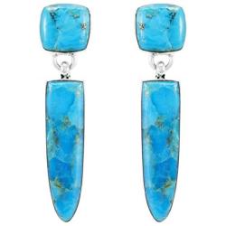 Turquoise Earrings 925 Sterling Silver & Genuine Turquoise (Choose Color)
