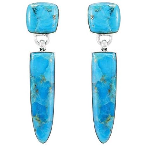 Turquoise Earrings 925 Sterling Silver & Genuine Turquoise (Choose Color)