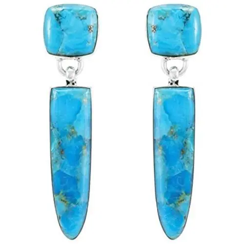 Turquoise Earrings 925 Sterling Silver & Genuine Turquoise (Choose Color)