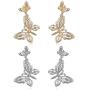 Fashion Alloy Double Butterfly Earrings Jewelry Boho Retro Ethnic Golden Exaggerated Size Butterfly Ear Hook Studs Women 2pcs