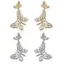 Fashion Alloy Double Butterfly Earrings Jewelry Boho Retro Ethnic Golden Exaggerated Size Butterfly Ear Hook Studs Women 2pcs