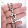 Udalyn Star of David Pendant Necklace Stainless Steel Jewish Silver Jewelry for Men Women Religious 24'' Link Chain