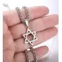 Udalyn Star of David Pendant Necklace Stainless Steel Jewish Silver Jewelry for Men Women Religious 24'' Link Chain