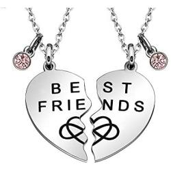 Maxforever Friendship Gifts, '' Best Friend Forever '' 2Pcs Split Heart Pendant Necklaces, Best Friend Jewelry Set