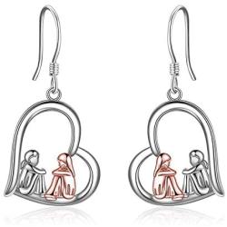 925 Sterling Silver Friendship Bis Sis Lit Sis Sister Heart Dangle Earrings Birtthday Christmas Jewelry Gifts for Best Friend Sister Female Classmates Women