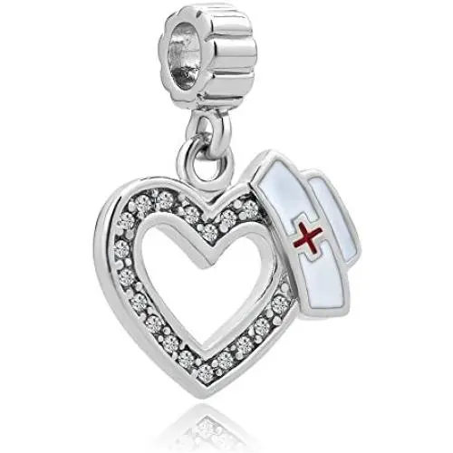 CharmSStory Heart Nurse Clear Synthetic Crystal Beads Charm for Bracelets CharmSStory Heart Nurse Clear Synthetic Crystal Beads Charm for Bracelets