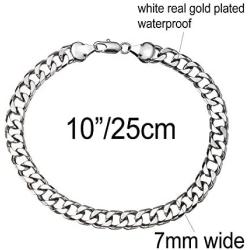 18K Gold/White Gold Plated 7mm Cuban Link Chain Anklet for Women Men, Curb Chain Ankle Bracelet for Women Men 9 10 11 inches