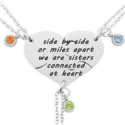 MJartoria BFF Neckalces for 3 Engraved Best Friend Neckalces Rhinestone Puzzle Split Heart Pendant Best Friends Forever Friendship Necklaces Set