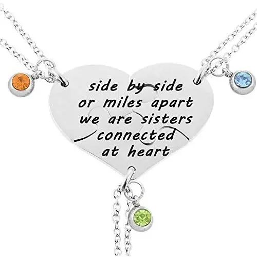 MJartoria BFF Neckalces for 3 Engraved Best Friend Neckalces Rhinestone Puzzle Split Heart Pendant Best Friends Forever Friendship Necklaces Set MJartoria BFF Neckalces for 3 Engraved Best Friend Neckalces Rhinestone Puzzle Split Heart Pendant Best Friends Forever Friendship Necklaces Set