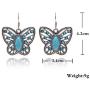 Cocazyw Silver Butterfly Turquoise Bracelet and Earrings for Women Girl Retro Charm Gemstone Jewelry Set Pendant Necklace and Drop Earrings for Women Girl