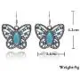 Cocazyw Silver Butterfly Turquoise Bracelet and Earrings for Women Girl Retro Charm Gemstone Jewelry Set Pendant Necklace and Drop Earrings for Women Girl