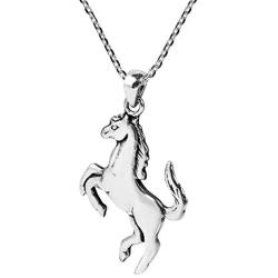 AeraVida Galloping Shiny Horse Double Sided .925 Sterling Silver Necklace