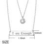 FLYOW 925 Sterling Silver Inspirational Jewelry Double Layer I Am Enough Necklace for Women Teen Girls Encouragement Gifts
