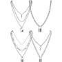 4 Pieces Multi-Layer Chain Necklace Statement Lock Key Pendant Adjustable Punk Chain Choker for Men, Women and Girls