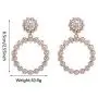 Pearl Round Circle Hoop Dangle Earrings Imitation Pearl Hollow Out Flower Earrings Beaded Loop Drop Earrings for Women Girls Elegant Jewelry