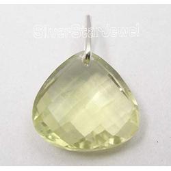 SilverStarJewel Sterling Silver Lemon Quartz tcw 8.8 Necklace Pendant 2 cm 1.6 Grams