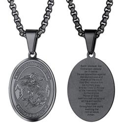 PROSTEEL Saint Michael The Archangel Necklace Pendant & Chain Catholic Religious Jewelry