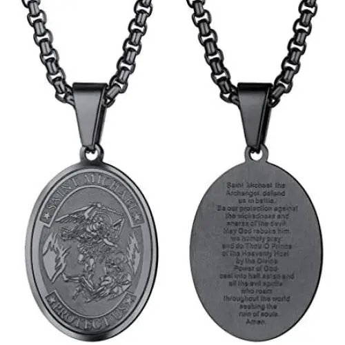 PROSTEEL Saint Michael The Archangel Necklace Pendant & Chain Catholic Religious Jewelry PROSTEEL Saint Michael The Archangel Necklace Pendant & Chain Catholic Religious Jewelry