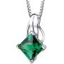 Simulated Emerald Princess Cut Pendant Sterling Silver 2.00 Carats