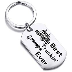 FUSTMW Trucker Grandpa Gifts Best Truckin Grandpa Ever Keychain Trucker Driver Grandpa Gifts Truck Gift for Grandpa