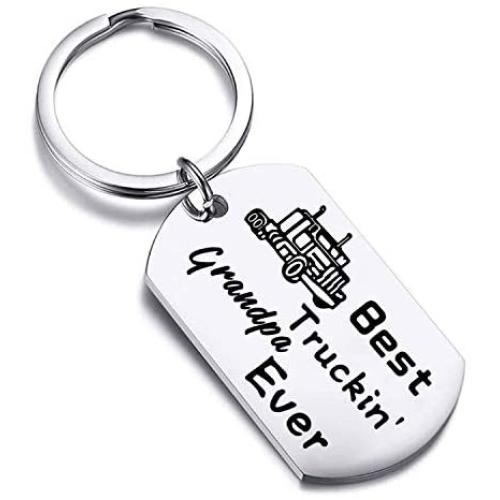 FUSTMW Trucker Grandpa Gifts Best Truckin Grandpa Ever Keychain Trucker Driver Grandpa Gifts Truck Gift for Grandpa