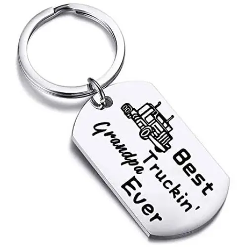 FUSTMW Trucker Grandpa Gifts Best Truckin Grandpa Ever Keychain Trucker Driver Grandpa Gifts Truck Gift for Grandpa