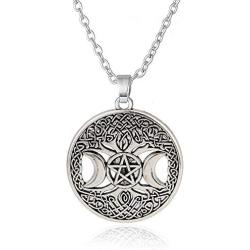 Eiffy Religious Triple Moon Goddess Pentagram Pentacle Star Wicca Charms Pendants Necklace for Women Girls Charm Amulet Jewelry