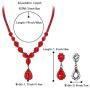 BriLove Womens Wedding Bridal CZ Crystal Teardrop Infinity Y-Necklace Dangle Earrings Set