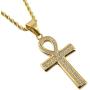 241 Fashion Jewelry Stainless Steel 18K Gold Plated Cross Pendant Mens Necklace with Clear Rhinestone 24 inches Cuban Chain Ankh Pendant