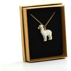 CampHollow Alpaca Hand Painted Porcelain Necklace Ceramic Animal Necklace Pendant Llama