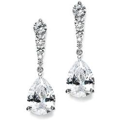 Mariell Pear-Shaped Cubic Zirconia Drop Earrings with Tapered Top - Great for Brides, Proms & Bridesmaids
