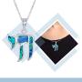 Beaux Bijoux Sterling Silver Created Blue Opal Hebrew Chai (Life) Pendant with 18'' Chain