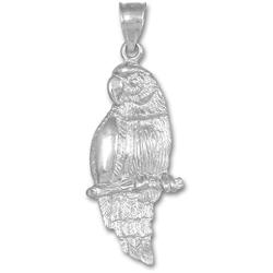 Animal Kingdom 925 Sterling Silver Amazon Parrot Charm Pendant Necklace