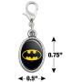 GRAPHICS & MORE Batman Classic Bat Shield Logo Antiqued Bracelet Pendant Zipper Pull Oval Charm with Lobster Clasp