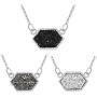 MissNity Colorful Faux Druzy Jewelry Set Drusy Necklace Silver Plated Hexagon Pendant Christmas Womens Gift for Her