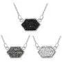 MissNity Colorful Faux Druzy Jewelry Set Drusy Necklace Silver Plated Hexagon Pendant Christmas Womens Gift for Her