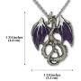 Mystical Purple Dragon Medieval Renaissance Pendant Necklace