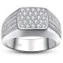 BONLAVIE 10MM Sterling Silver Mens Engagement Ring Twist Rope Round Cubic Zirconia Pave CZ Wedding Ring for Men