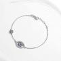 Kaletine Blue Evil Eyes Link Bracelet Sterling Silver 925 Cubic Zirconia Chain Adjustable 6.7'' 7'' 7.5''
