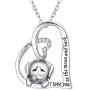 Girls Cute Piggy Jewelry 925 Sterling Silver Engraved'' I love you to the moon and back'' Delicate Hollow Heart Pendant Necklace (Labrador)