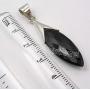 SilverStarJewel Sterling Silver Marquise Faceted Black Onyx Pendant 1.8'' Jewelery Gift