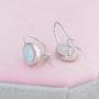 CiNily Opal Drop Earrings for Women Girls 18K White Gold Plated Oval Shape White/Blue/Pink Fire Opal Earrings Gemstone Jewelry Gift
